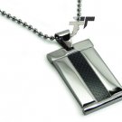 Stainless Steel Carbon Fiber Pendant w/ Bead Chain - P30005