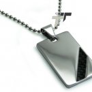 Stainless Steel Carbon Fiber Pendant w/ Bead Chain - P30126
