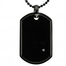 Black Stainless Steel Dog Tag with Diamond - P30139
