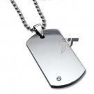 Tungsten Dogtag CZ Pendant with Bead Chain - P10003