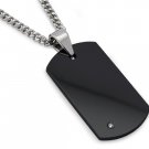 Black Tungsten Dog Tag with Diamond - P10003DB