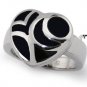 Ladies Heart Stainless Steel Ring w/ Black Resin Inlay - R32026