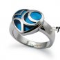 Ladies Heart Stainless Steel Ring w/ Blue Resin Inlay - R32028