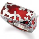 Stainless Steel Women's Ring w/ Red Resin Inlay - R32029