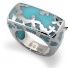 Stainless Steel Women's Ring w/ Turquoise Resin Inlay - R32030