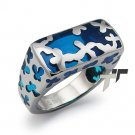 Stainless Steel Women's Ring w/ Blue Resin Inlay - R32032