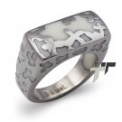 Stainless Steel Women's Ring w/ White Resin Inlay - R32033