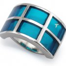 Stainless Steel Women's Ring w/ White Resin Inlay - R32035