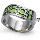 Stainless Steel Women's Ring w/ Peridot Resin Inlay - R32041
