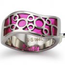 Stainless Steel Women's Ring w/ Pink Resin Inlay - R32044