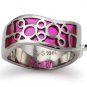 Stainless Steel Women's Ring w/ Pink Resin Inlay - R32044