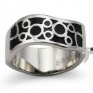 Stainless Steel Women's Ring w/ Black Resin Inlay - R32045