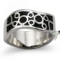 Stainless Steel Women's Ring w/ Black Resin Inlay - R32045