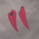 hot pink long heart earings