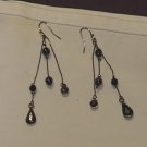 black on black beaded dangle hook earings