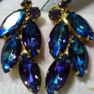 Blue rinstone clip on earings