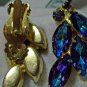 Blue rinstone clip on earings