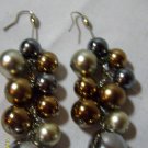 brown & silver dangley hook earings