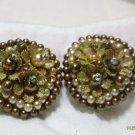 flower brown clip on earings