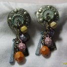 multi colored dangel pierced earings