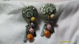 multi colored dangel pierced earings