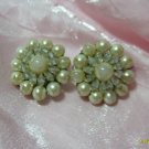 white  beaded clip on earings
