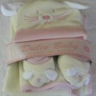 Girls Pink  3 Piece Gift Set Blanket, Hat & Booties