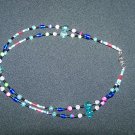 Multi Teal Double Stranded Necklace