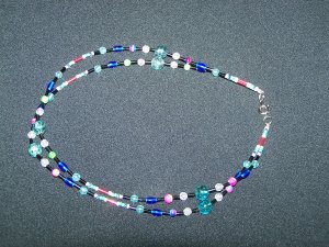 Multi Teal Double Stranded Necklace