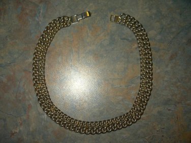 Vintage Heavy Double Row Brassy Metal Link Necklace