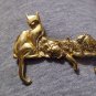 Cat With Two Kittens Goldtone Pin Brooch-Signed
