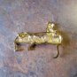 Cat With Two Kittens Goldtone Pin Brooch-Signed