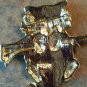 AJC Vintage Cat Hanging on Tree Branch Goldtone Pin Brooch
