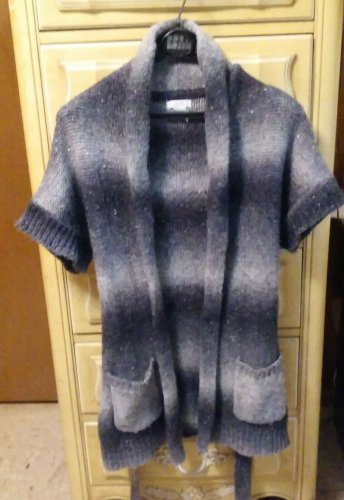 CACHE Gray Short Sleeve Belted Cardigan Sweater-Size S