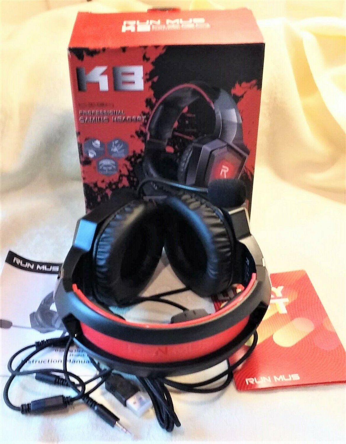 Runmus K8  High Performance Professional Gaming Headset -Red