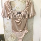 LULUS Up For The Night Champagne Velvet Bodysuit-Size XS