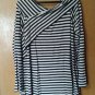 Sonja Betro Gray & Black Stripe Knit Off-Shoulder Tunic Top,Size 1X-NWT