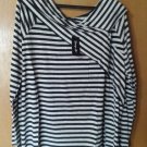 Sonja Betro Gray & Black Stripe Knit Off-Shoulder Tunic Top,Size M-NWT
