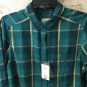 SO Junior's Long Sleeve Button Down Shirt, Girl's, Size:M,Dark Blue/Green-NWT