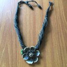 Dark Blue Floral Pendant Cord Necklace Dark Blue Floral Pendant Cord Necklace