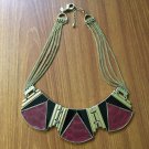 Vintage Express Black Enamel And Faux Leather Necklace