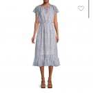 Love Ady Blue Floral Print Midi Dress Size Small-NWT