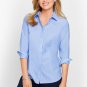 Talbots Women's Long  Sleeve Button-Up Cotton Solid Light Blue Shirt- sz 4