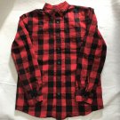 ST JOHN'S BAY Men's Red/Black Plaid Long Sleeve Button Down Broadcloth Shirt-S