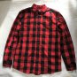 ST JOHN'S BAY Men's Red/Black Plaid Long Sleeve Button Down Broadcloth Shirt-S