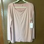 H Halston Studio Stretch Long Sleeve Tee Shirt, Soft Blush - Size Large,NWT