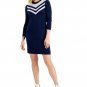 Charter Club Dark Blue Chevron Striped Sweater Dress,Size XL