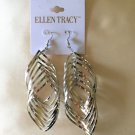 Ellen Tracy Silvertone Dangle Pierced Earrings-NWT