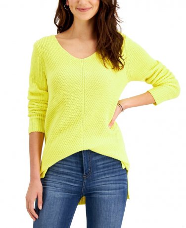 Style & Co Cotton V-Neck Tunic Sweater,Sunray-XLarge,NWT