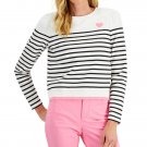 Charter Club Petite Black & White Striped Pink Trim Puff-Sleeve Top-pet/XL Charter Club Petite Black & White Striped Pink Trim Puff-Sleeve Top-pet/XL